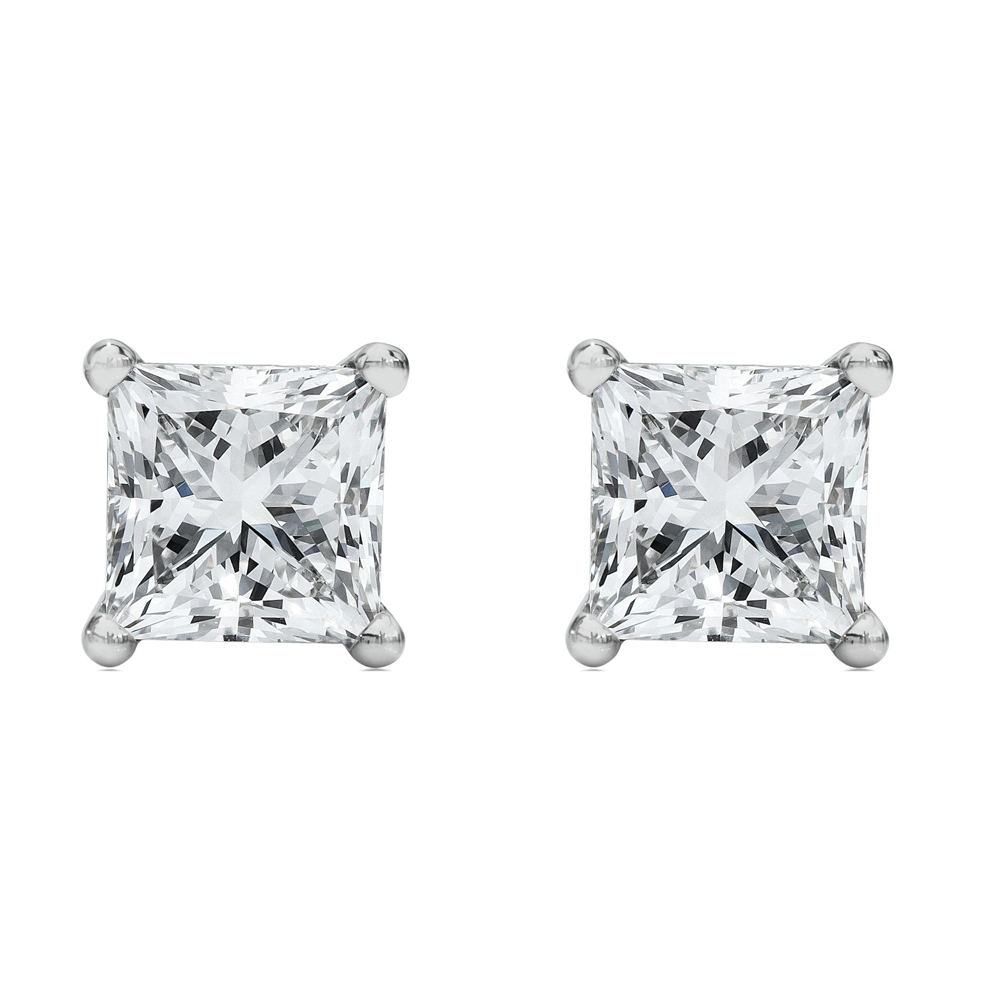 14K White Gold 1/2 Cttw Princess Cut Lab Grown Diamond Solitaire Stud Earrings (F-G Color, VS2-SI1 Clarity) by Bids.com