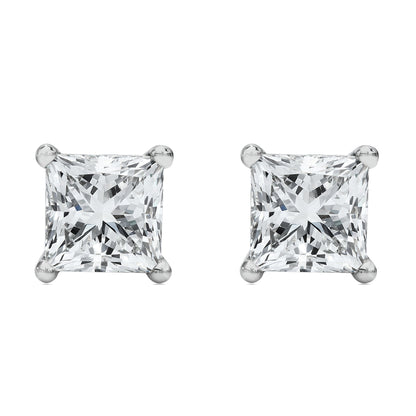 14K White Gold 1/2 Cttw Princess Cut Lab Grown Diamond Solitaire Stud Earrings (F-G Color, VS2-SI1 Clarity) by Bids.com