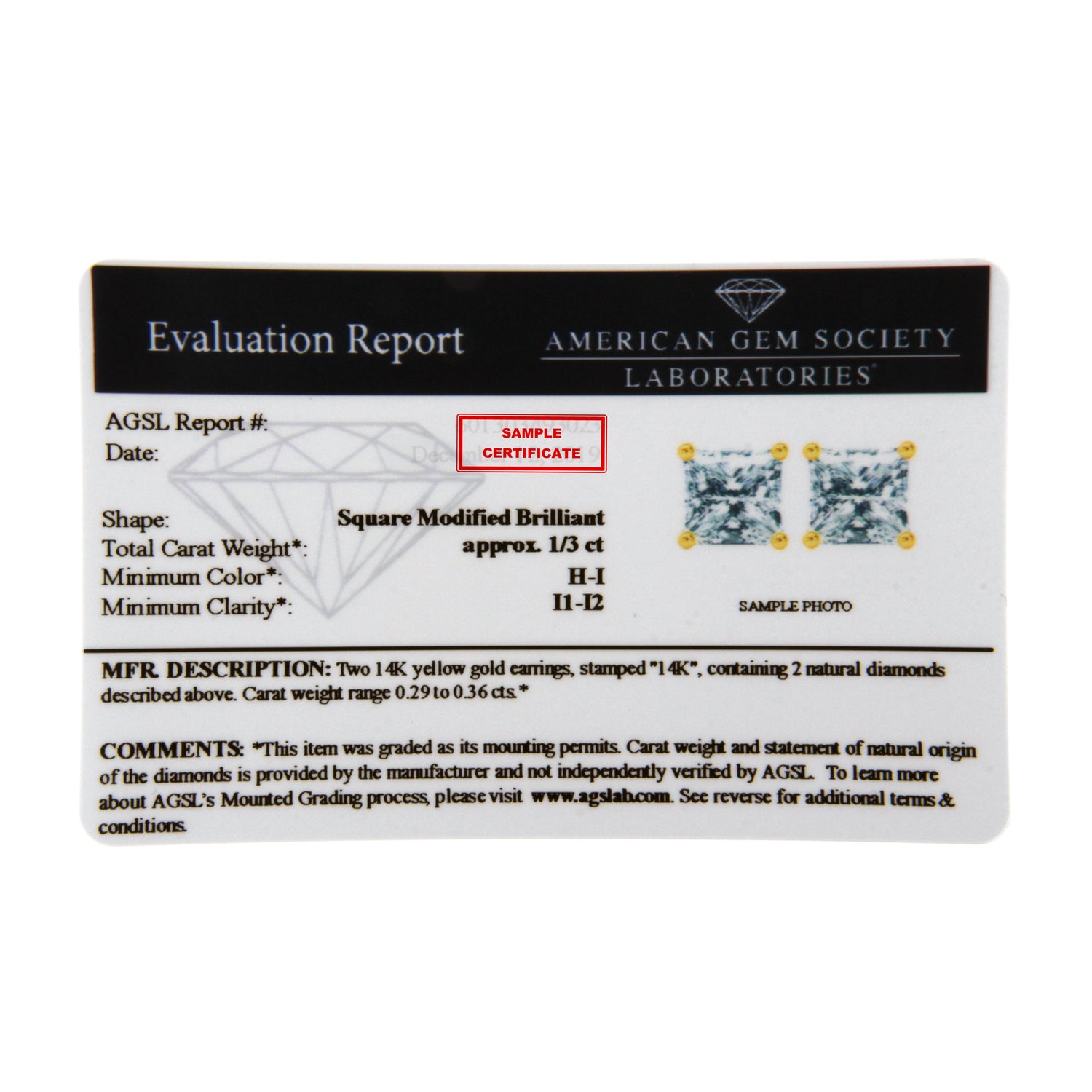 14K Yellow Gold Clarity Enhanced Princess Cut Diamond Certified Stud Earrings (0.50 cttw, H-I Color, I1-I2 Clarity) by Bids.com