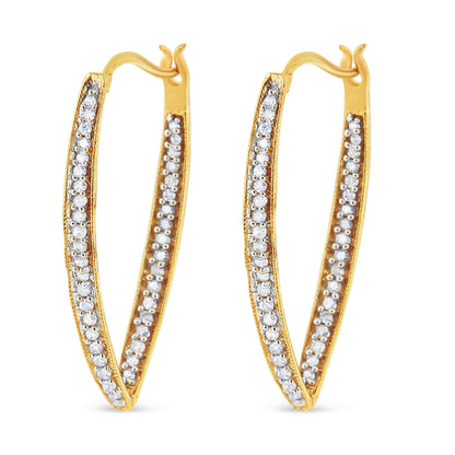 10K Yellow Gold 1/2 Cttw Round-Cut Diamond Modern Hoop Earrings (I-J Color, I2-I3 Clarity) 