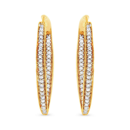 10K Yellow Gold 1/2 Cttw Round-Cut Diamond Modern Hoop Earrings (I-J Color, I2-I3 Clarity) 