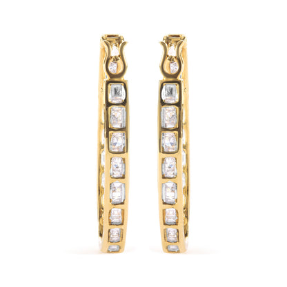 10K Yellow Gold 1.00 Cttw Round and Baguette-Cut Diamond U-Hoop Earrings (H-I Color, SI2-I1 Clarity) by Bids.com