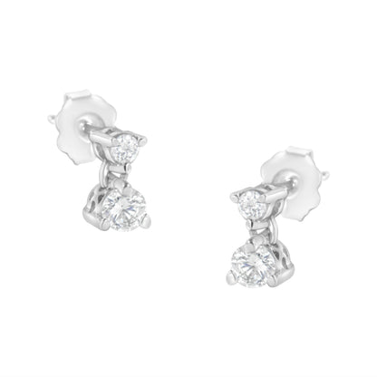 14KT White Gold 1/2 cttw Double Diamond Dangle Stud Earrings (H-I, I1-I2) by Bids.com