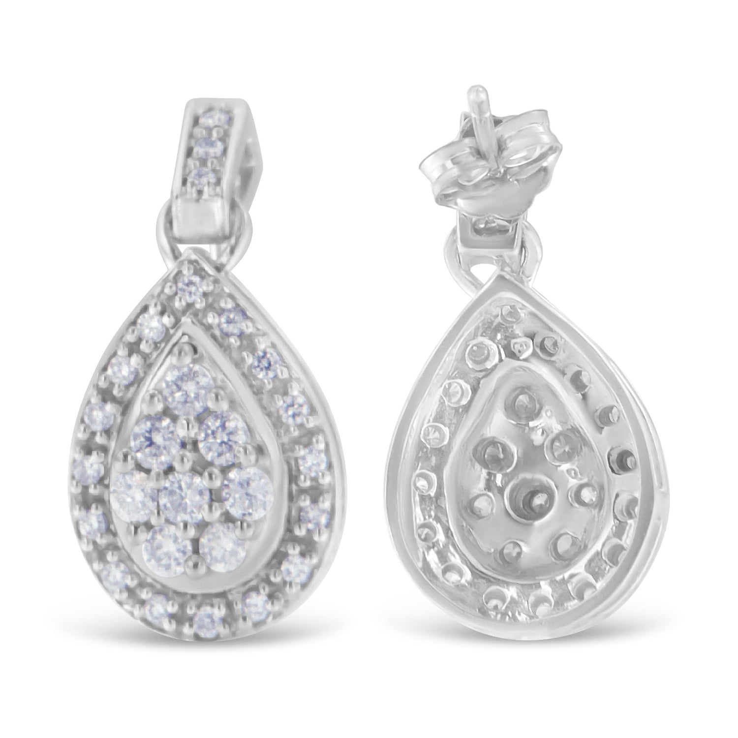 10k White Gold Round Cut Diamond Earrings (0.75 cttw, H-I Color, I1-I2 Clarity) by Bids.com