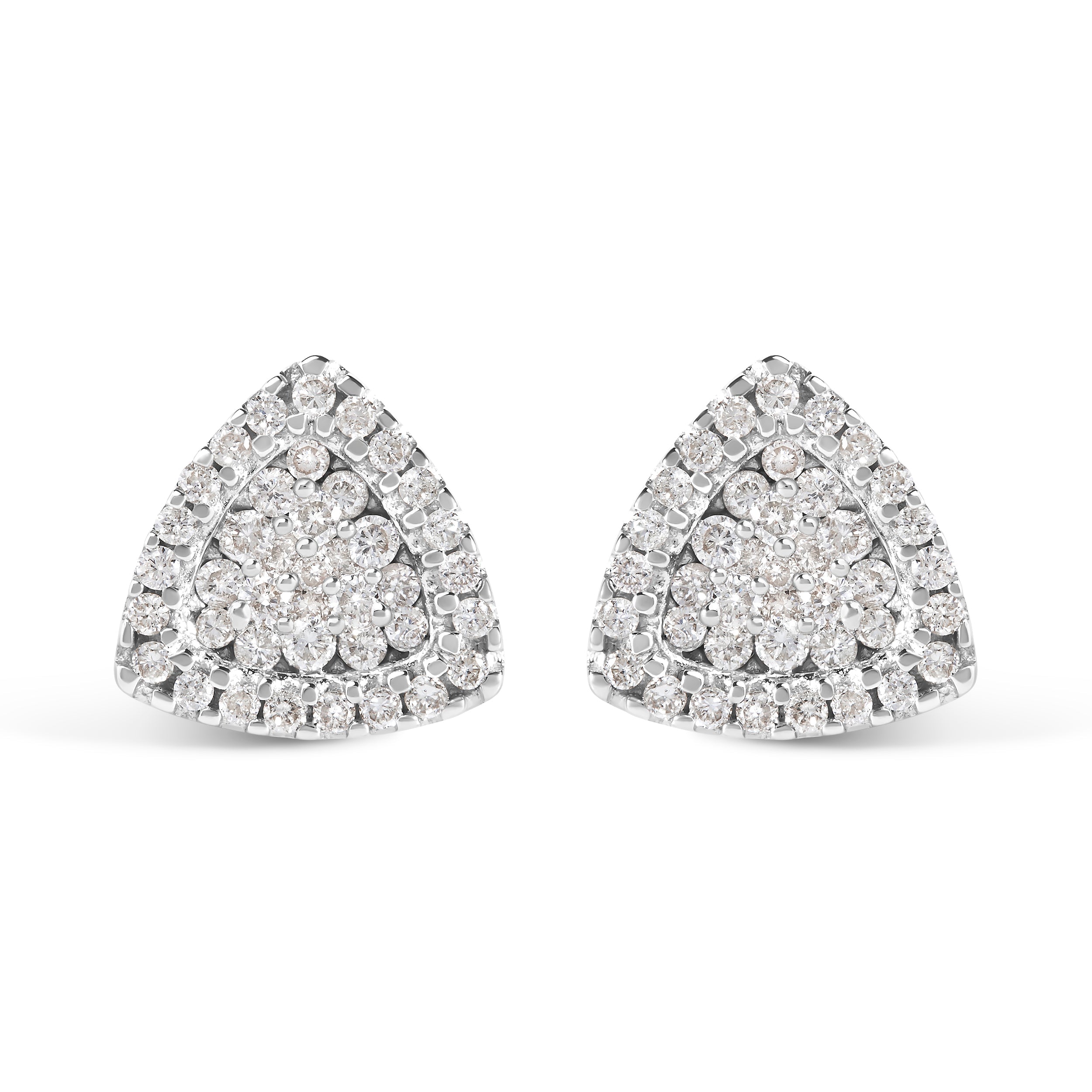 14K White Gold 1/2 cttw Trillion Shaped Diamond Stud Earrings (H-I Clarity, SI2-I1 Color) by Bids.com