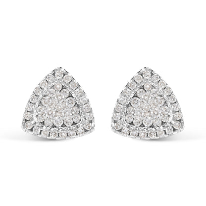 14K White Gold 1/2 cttw Trillion Shaped Diamond Stud Earrings (H-I Clarity, SI2-I1 Color) by Bids.com