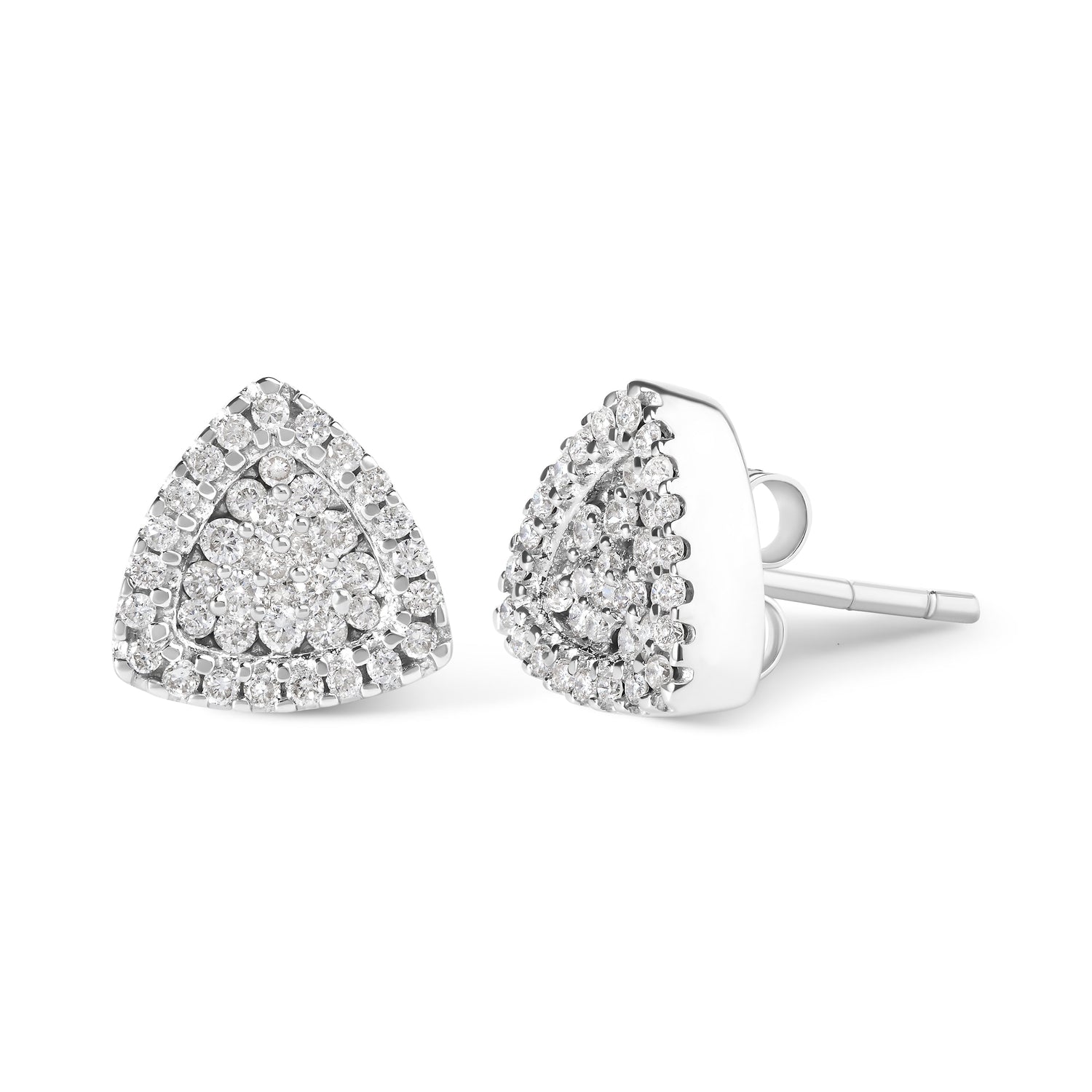 14K White Gold 1/2 cttw Trillion Shaped Diamond Stud Earrings (H-I Clarity, SI2-I1 Color) by Bids.com