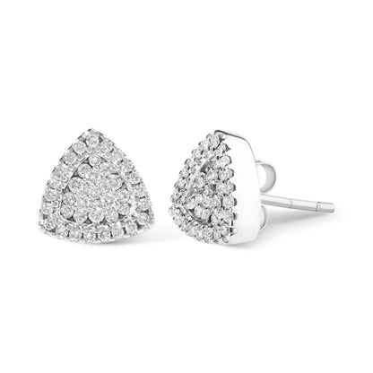 14K White Gold 1/2 cttw Trillion Shaped Diamond Stud Earrings (H-I Clarity, SI2-I1 Color) by Bids.com