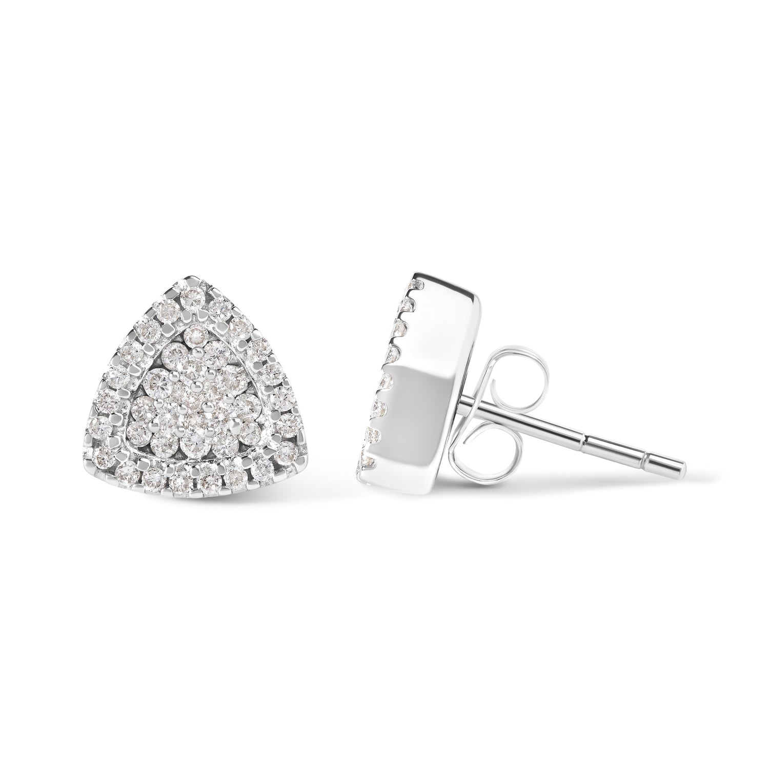 14K White Gold 1/2 cttw Trillion Shaped Diamond Stud Earrings (H-I Clarity, SI2-I1 Color) by Bids.com