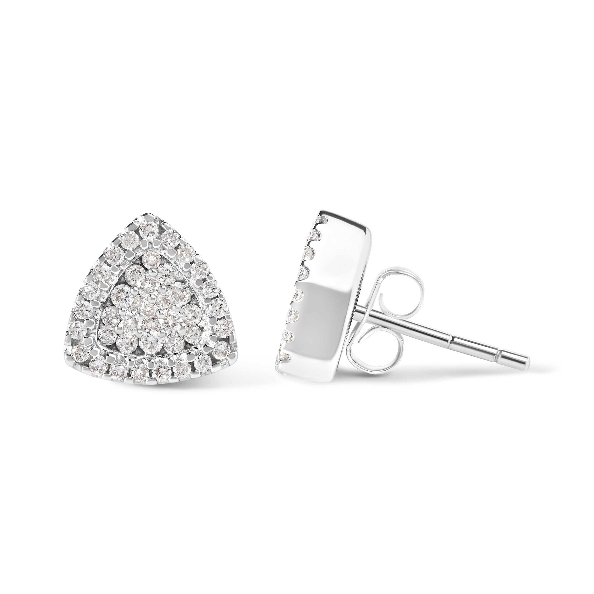 14K White Gold 1/2 cttw Trillion Shaped Diamond Stud Earrings (H-I Clarity, SI2-I1 Color) by Bids.com