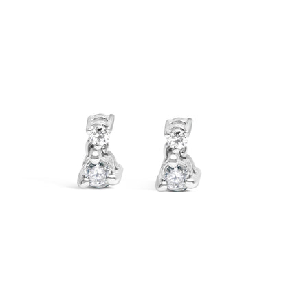 14K White Gold 1/4 Cttw Double Diamond Drop and Dangle Stud Earrings (H-I Color, SI1-SI2 Clarity) by Bids.com
