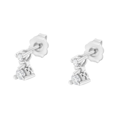 14K White Gold 1/4 Cttw Double Diamond Drop and Dangle Stud Earrings (H-I Color, SI1-SI2 Clarity) by Bids.com