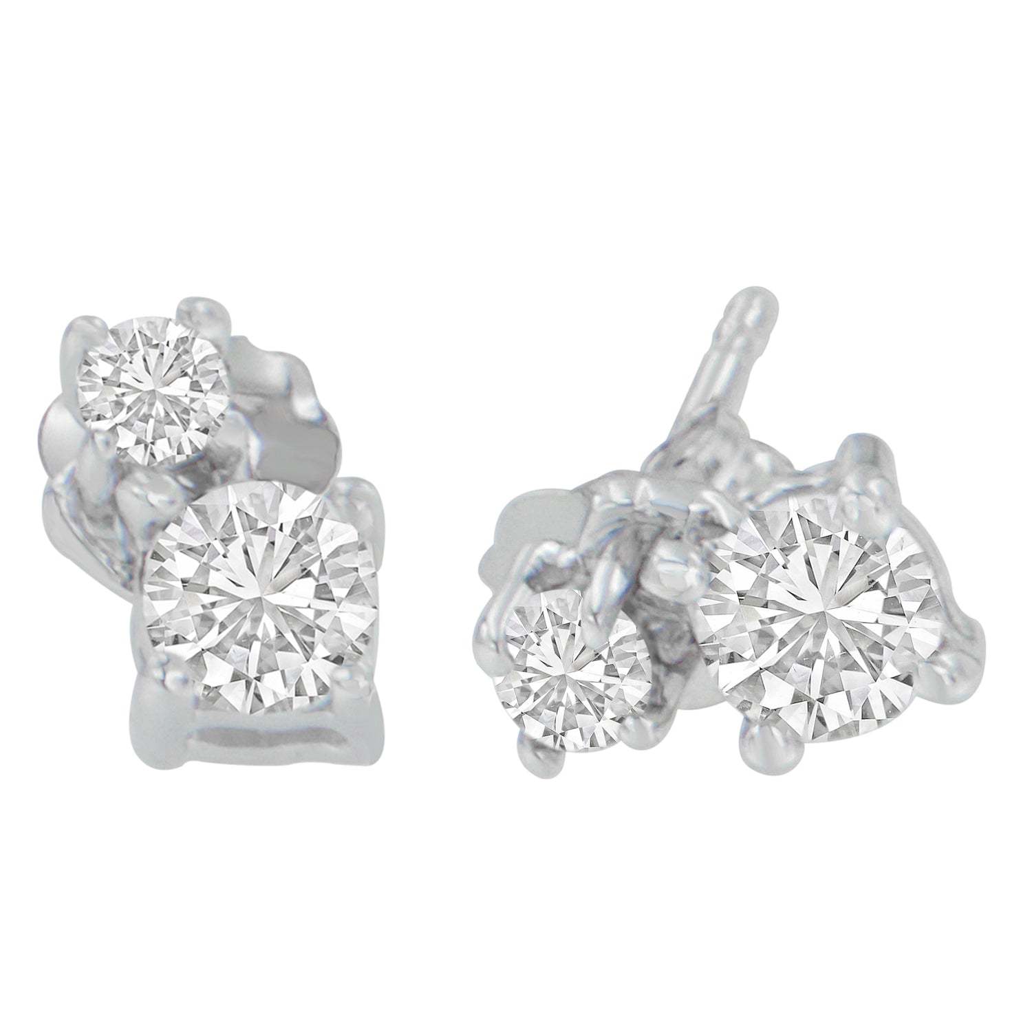 14K White Gold 1/2 cttw Round Cut Diamond Earrings (H-I, SI2-I1) by Bids.com