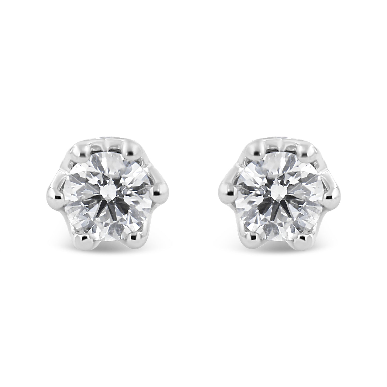 14K White Gold 1/2 Cttw Round Diamond Crown Stud Earring (I-J Color, I1-I2 Clarity) by Bids.com