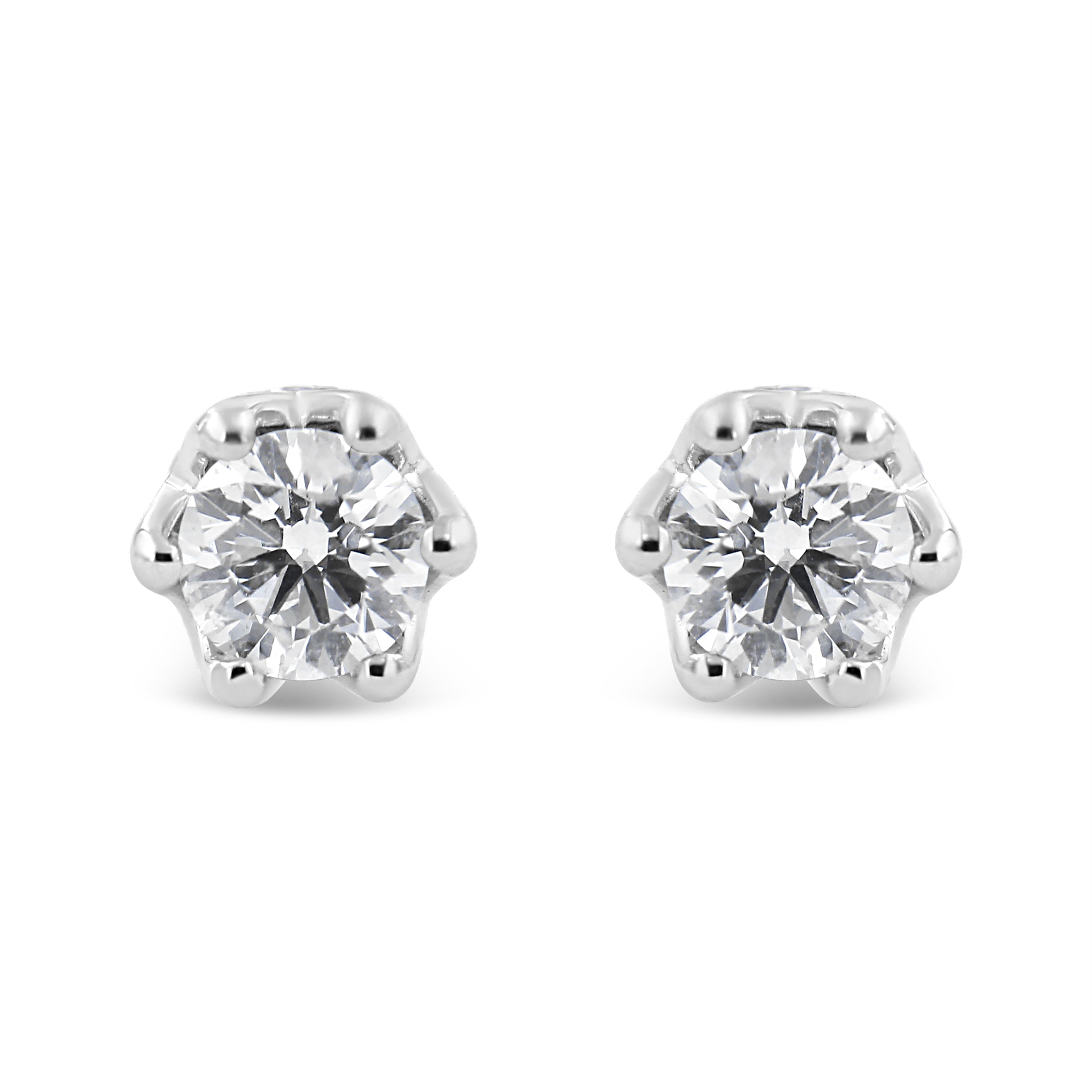 14K White Gold 1/2 Cttw Round Diamond Crown Stud Earring (I-J Color, I1-I2 Clarity) by Bids.com