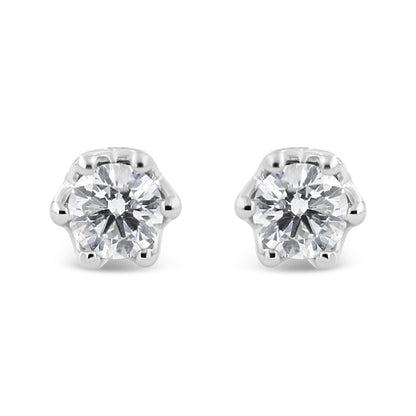 14K White Gold 1/2 Cttw Round Diamond Crown Stud Earring (I-J Color, I1-I2 Clarity) by Bids.com