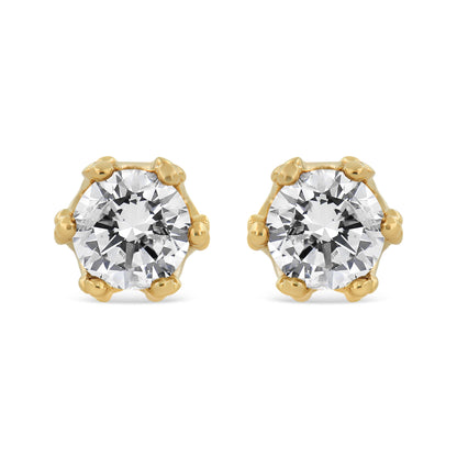 14K Yellow Gold 2.0 Cttw Round Diamond Crown Stud Earrings (I-J Color, I1-I2 Clarity) by Bids.com