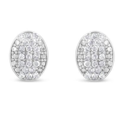 Sterling Silver Round Diamond Oval Cluster Earrings (1/2 cttw, I-J Color, I2-I3 Clarity) by Bids.com