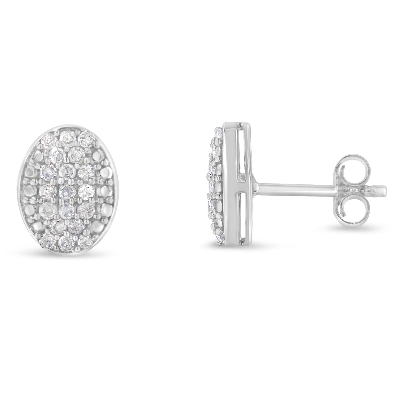 Sterling Silver Round Diamond Oval Cluster Earrings (1/2 cttw, I-J Color, I2-I3 Clarity) by Bids.com