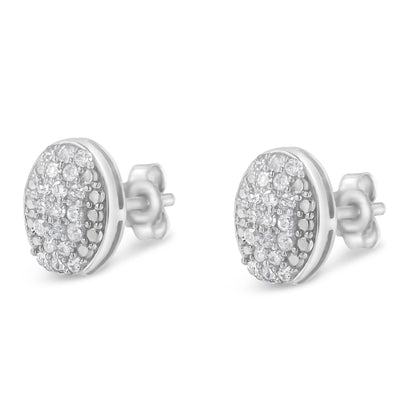 Sterling Silver Round Diamond Oval Cluster Earrings (1/2 cttw, I-J Color, I2-I3 Clarity) by Bids.com