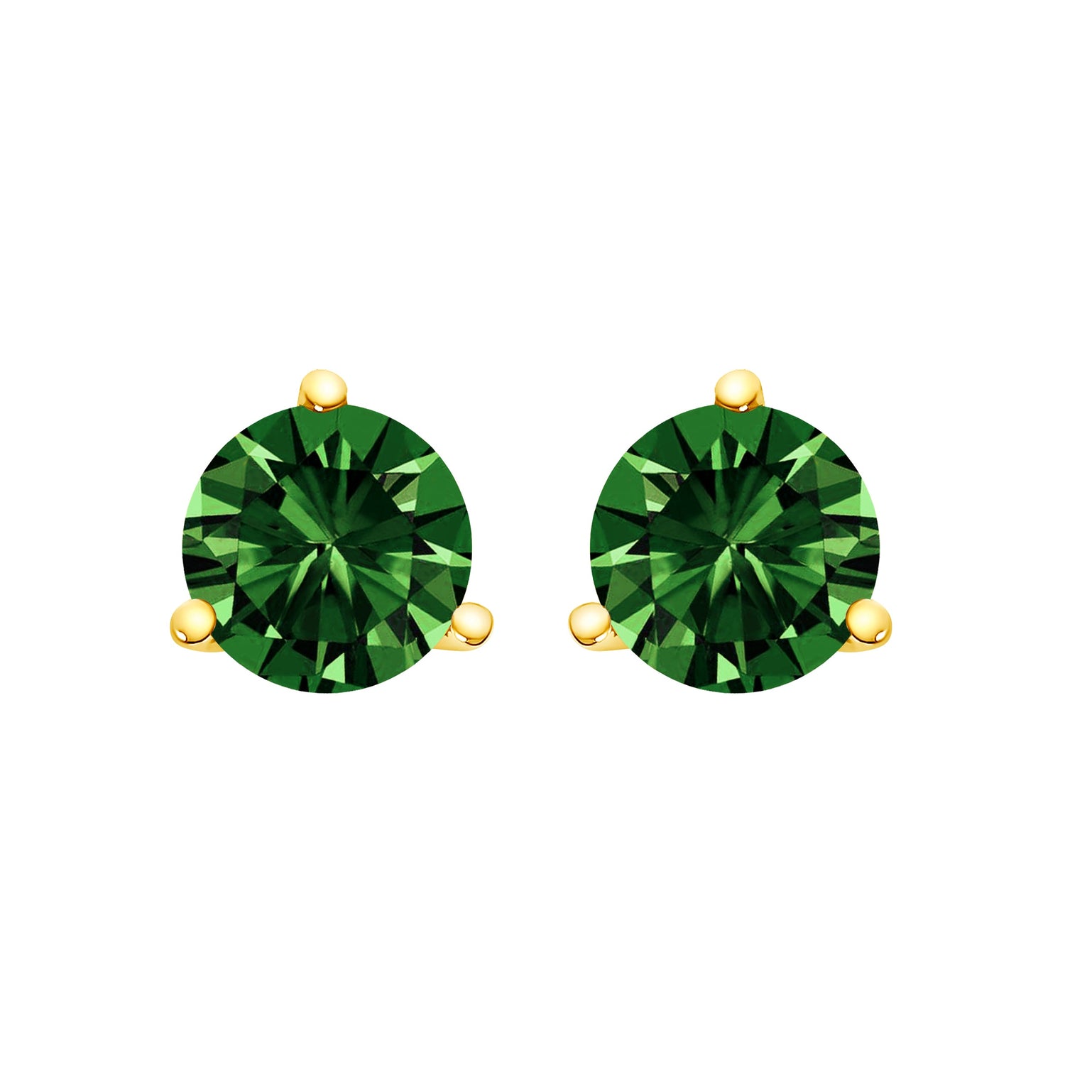 14K White Gold 1.0 Cttw 3-Prong Martini Set Lab Grown Green Diamond Solitaire Stud Earrings by Bids.com