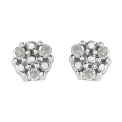 .925 Sterling Silver 1/10 cttw Prong Set Round-Cut Trio Diamond Stud Earrings (I-J Color, I3 Clarity) by Bids.com
