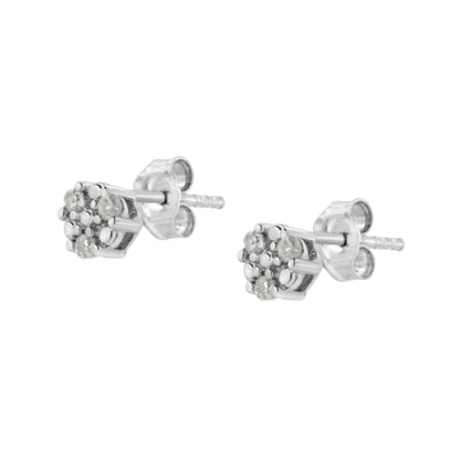 .925 Sterling Silver 1/10 cttw Prong Set Round-Cut Trio Diamond Stud Earrings (I-J Color, I3 Clarity) by Bids.com
