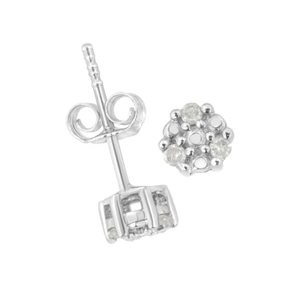 .925 Sterling Silver 1/10 cttw Prong Set Round-Cut Trio Diamond Stud Earrings (I-J Color, I3 Clarity) by Bids.com