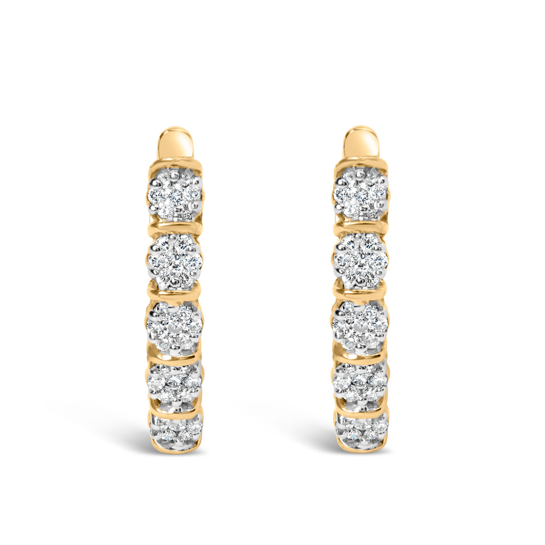 14k Yellow Gold 1/2 Cttw Diamond Cluster Hoop Earrings (H-I Color, SI2-I1 Clarity) by Bids.com