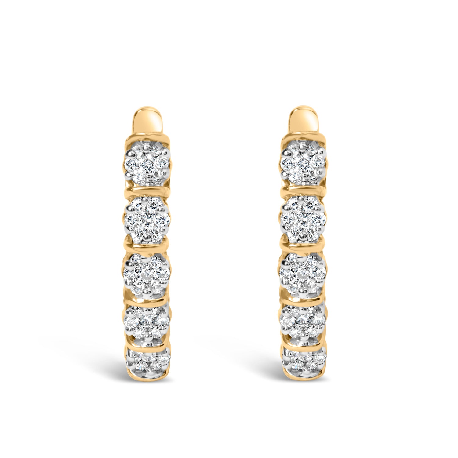 14k Yellow Gold 1/2 Cttw Diamond Cluster Hoop Earrings (H-I Color, SI2-I1 Clarity) by Bids.com