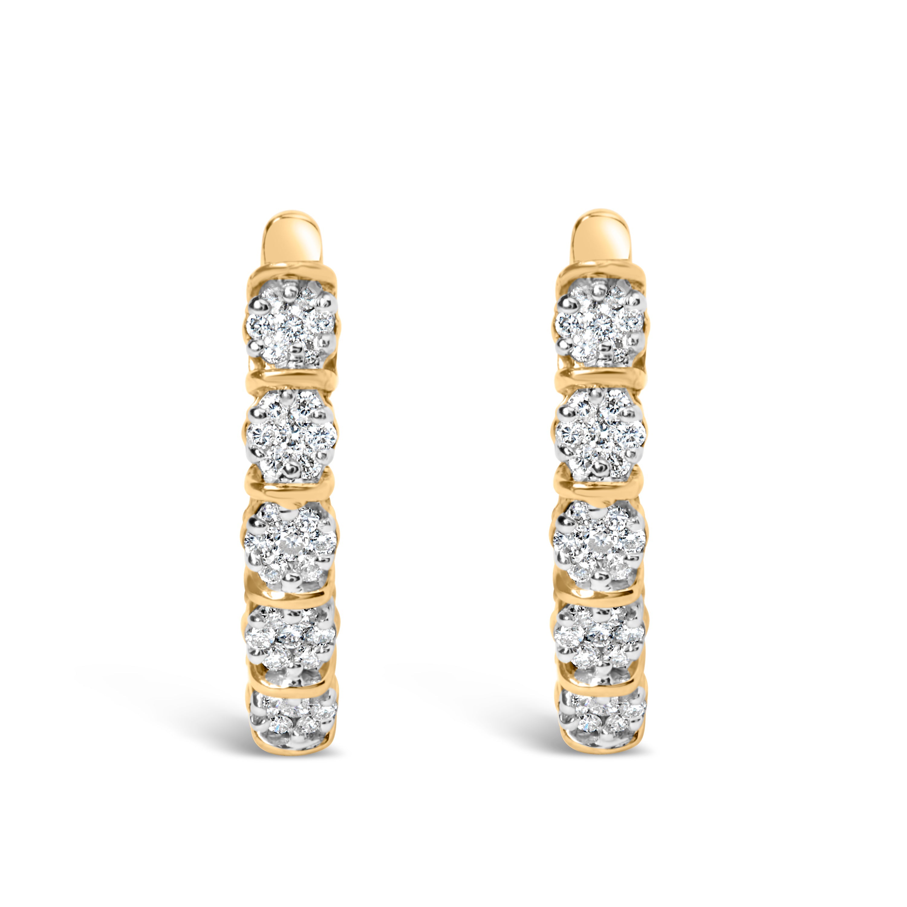 14k Yellow Gold 1/2 Cttw Diamond Cluster Hoop Earrings (H-I Color, SI2-I1 Clarity) by Bids.com