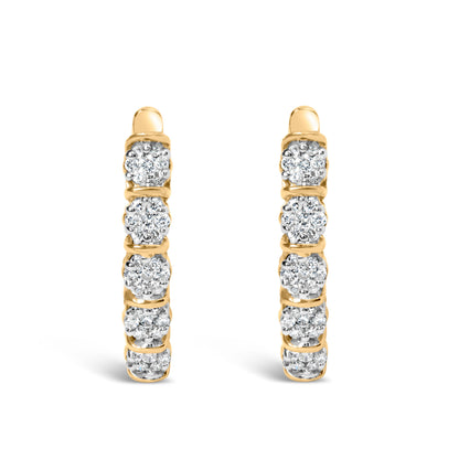 14k Yellow Gold 1/2 Cttw Diamond Cluster Hoop Earrings (H-I Color, SI2-I1 Clarity) by Bids.com