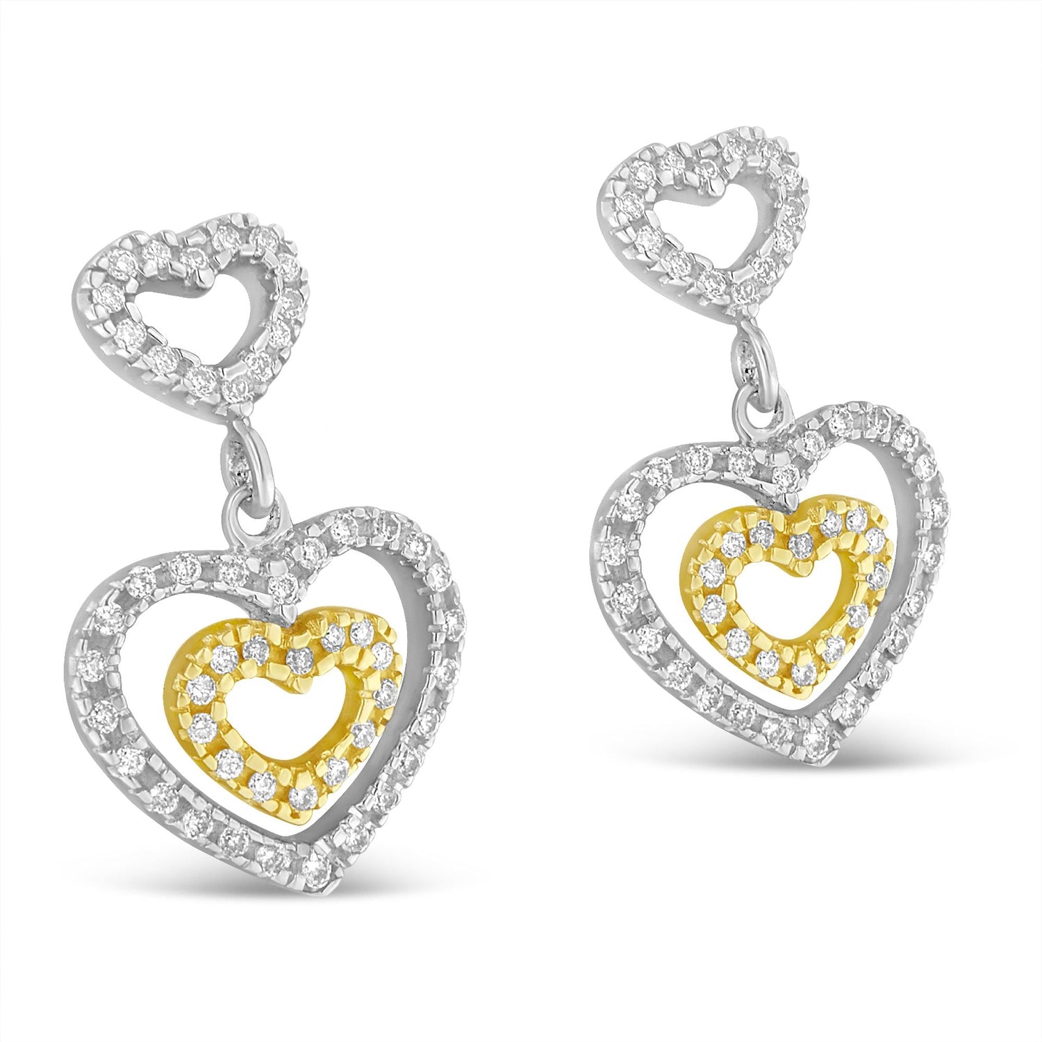 14K Two Toned 1/2 cttw Round Cut Diamond Earrings (H-I, SI1-SI2) by Bids.com