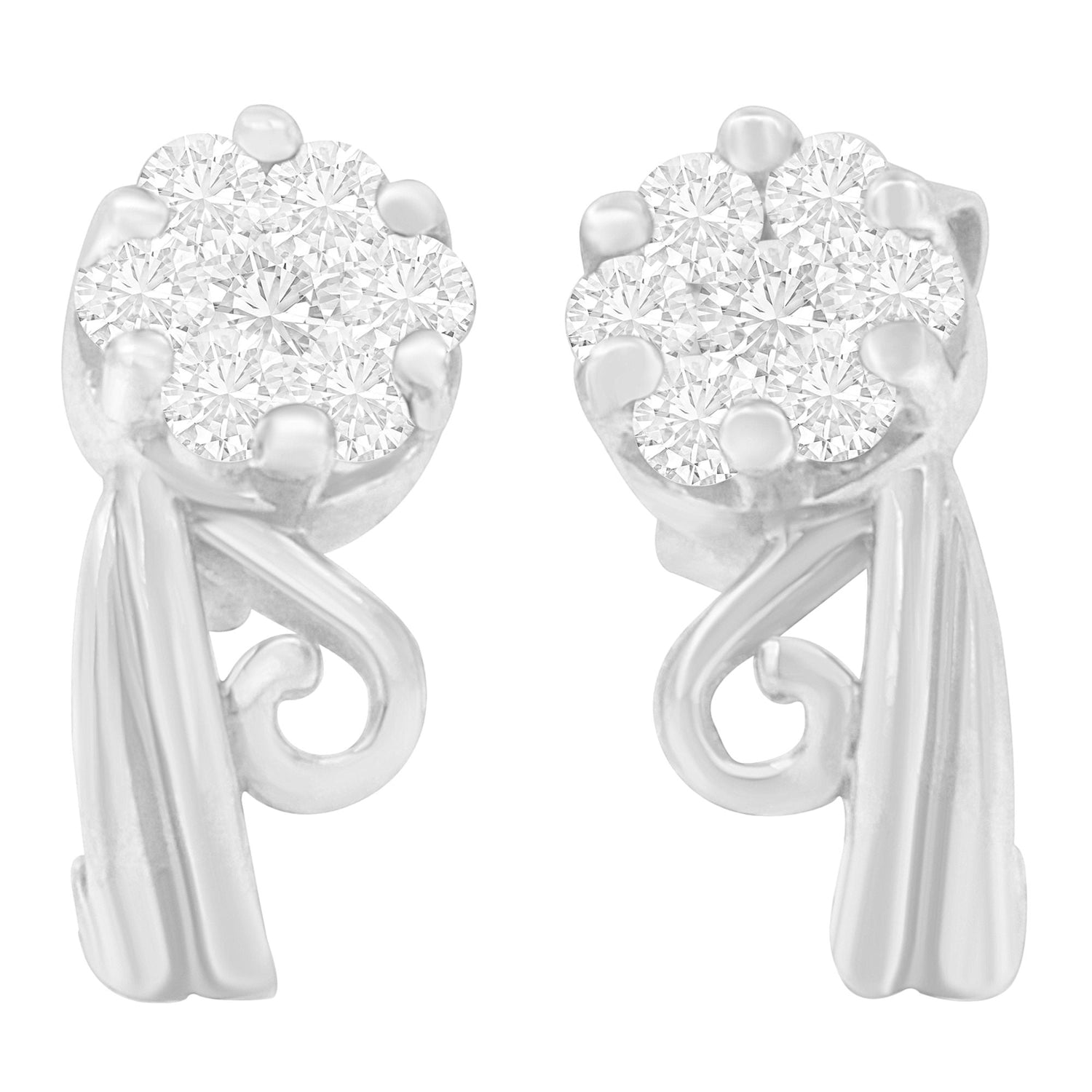 14K White Gold 1/2 cttw Round Cut Diamond Earrings (H-I, I1-I2) by Bids.com