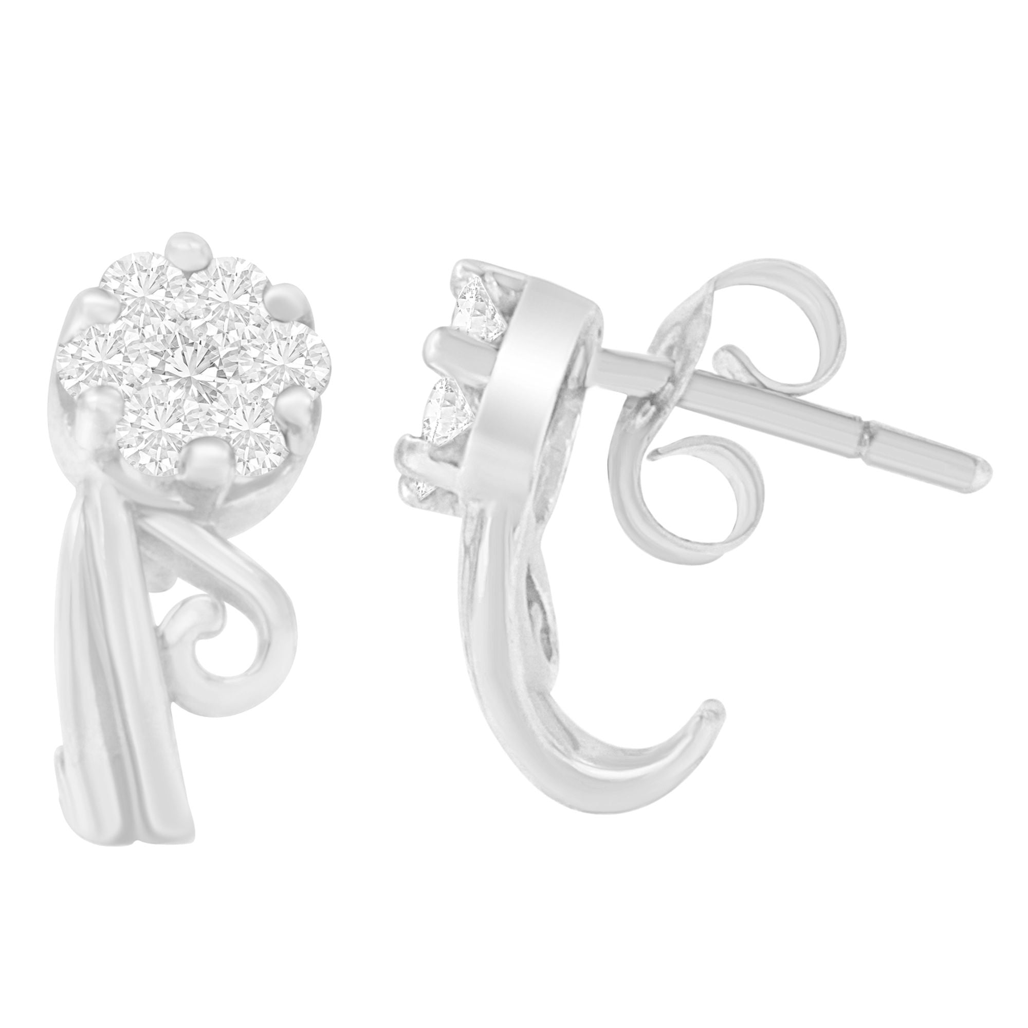 14K White Gold 1/2 cttw Round Cut Diamond Earrings (H-I, I1-I2) by Bids.com