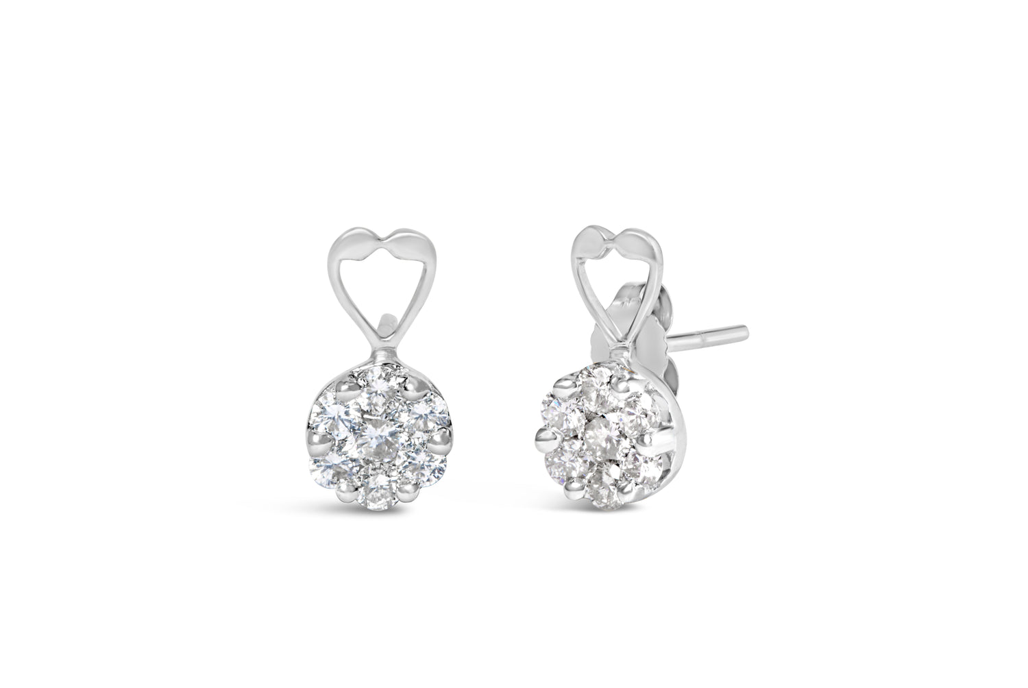 14K White Gold 1 1/4 cttw Round Cut Diamond Earrings (H-I, I1-I2) by Bids.com