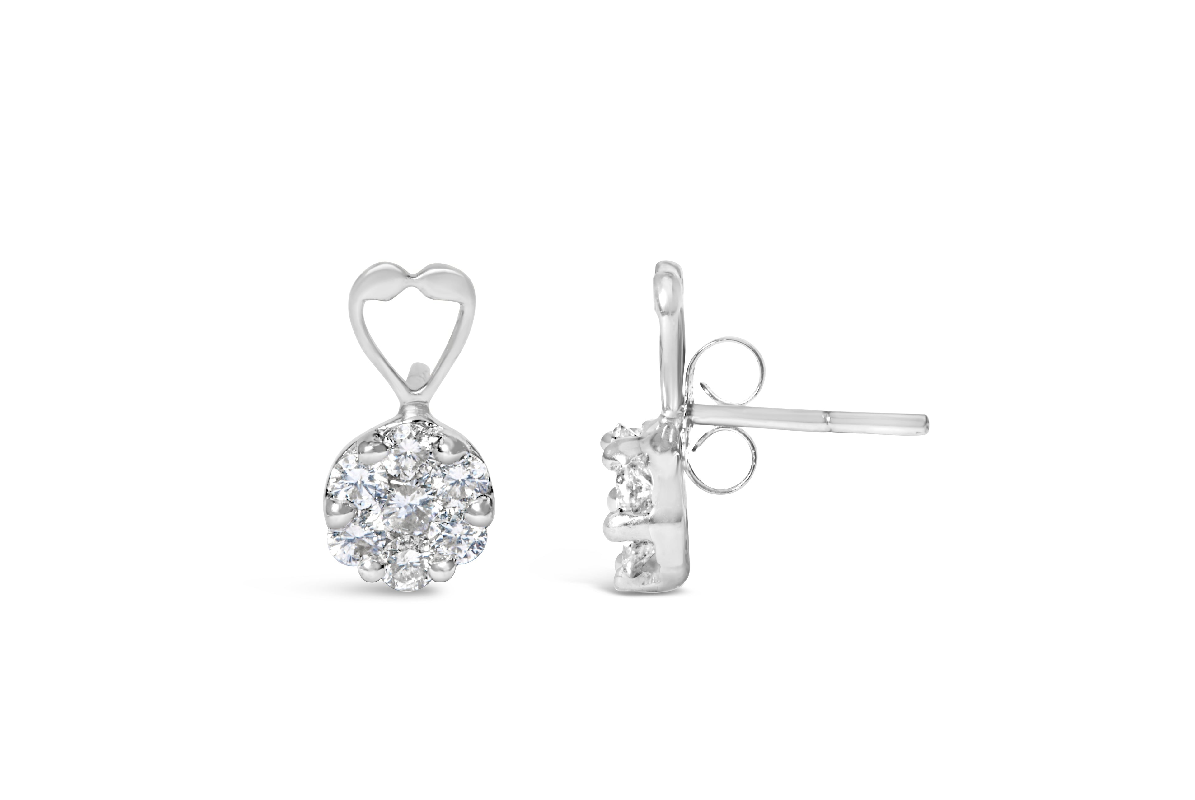 14K White Gold 1 1/4 cttw Round Cut Diamond Earrings (H-I, I1-I2) by Bids.com