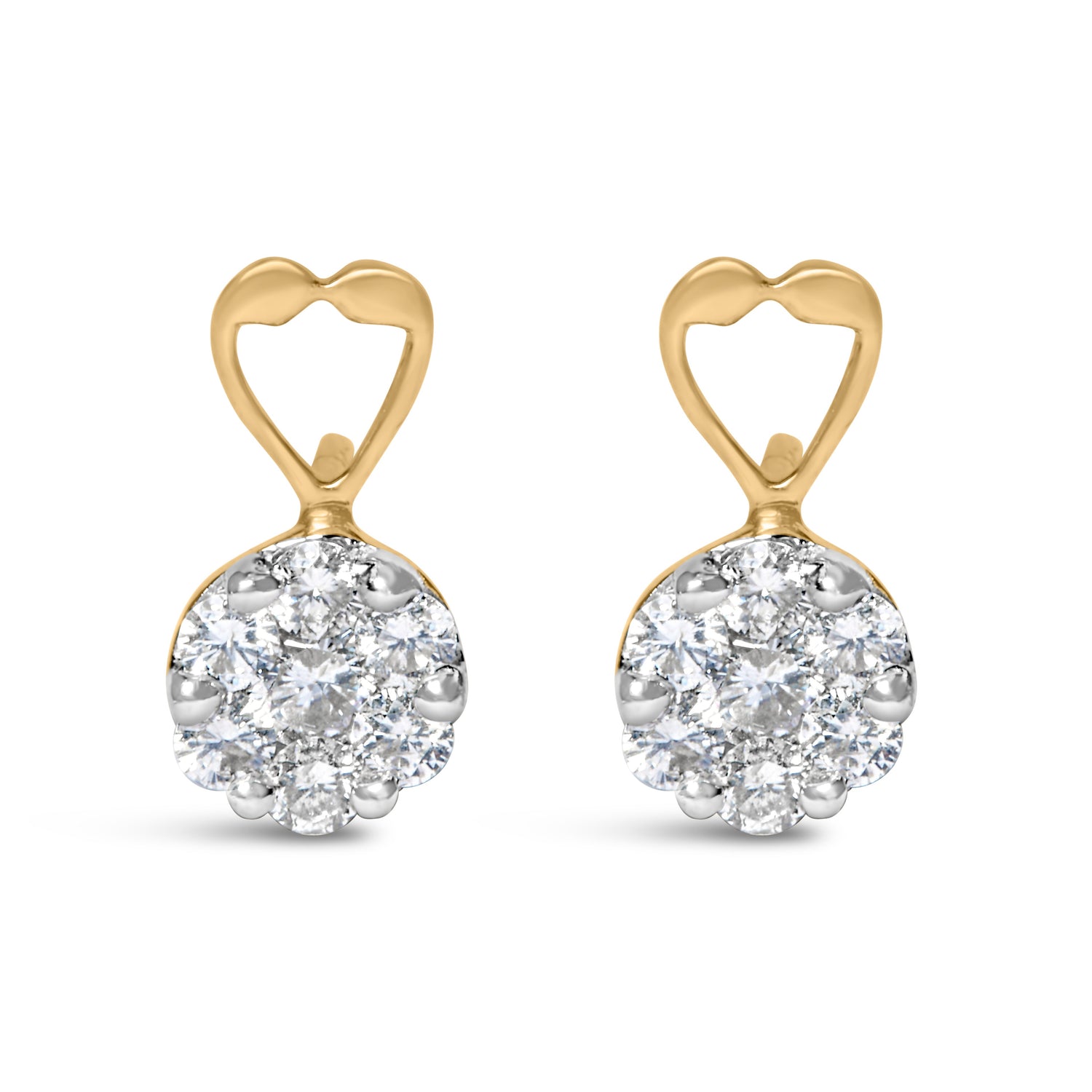14K Yellow Gold 1ct. TDW Round-cut Diamond Earrings (I-J,SI2-I1) by Bids.com