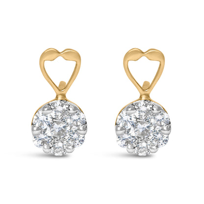 14K Yellow Gold 1ct. TDW Round-cut Diamond Earrings (I-J,SI2-I1) by Bids.com