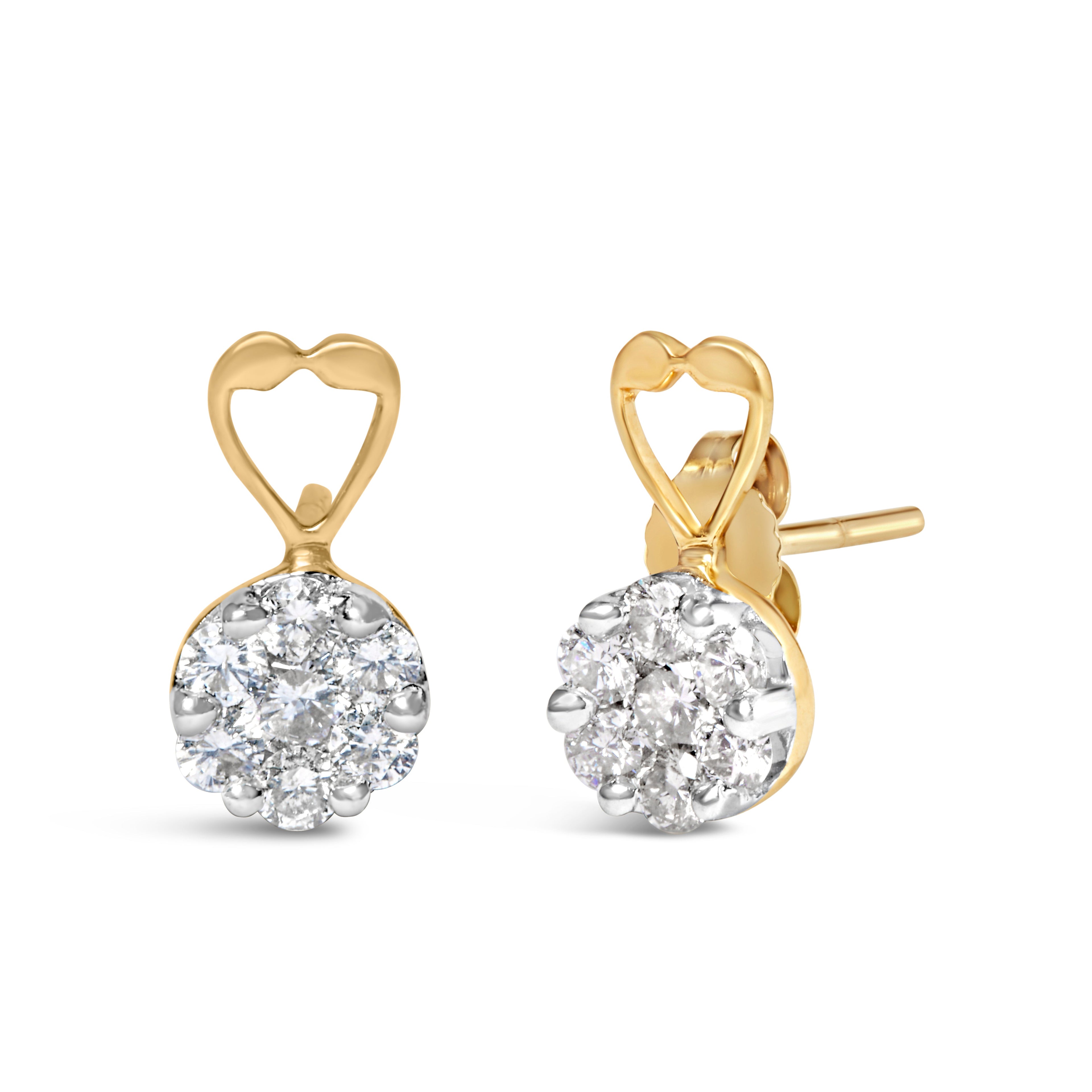 14K Yellow Gold 1ct. TDW Round-cut Diamond Earrings (I-J,SI2-I1) by Bids.com