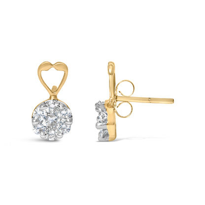 14K Yellow Gold 1ct. TDW Round-cut Diamond Earrings (I-J,SI2-I1) by Bids.com