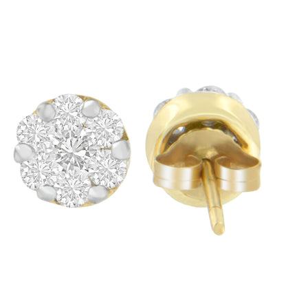 14K Yellow Gold 3/4 cttw Round Cut Diamond Stud Earring (I-J, SI2-I1) by Bids.com