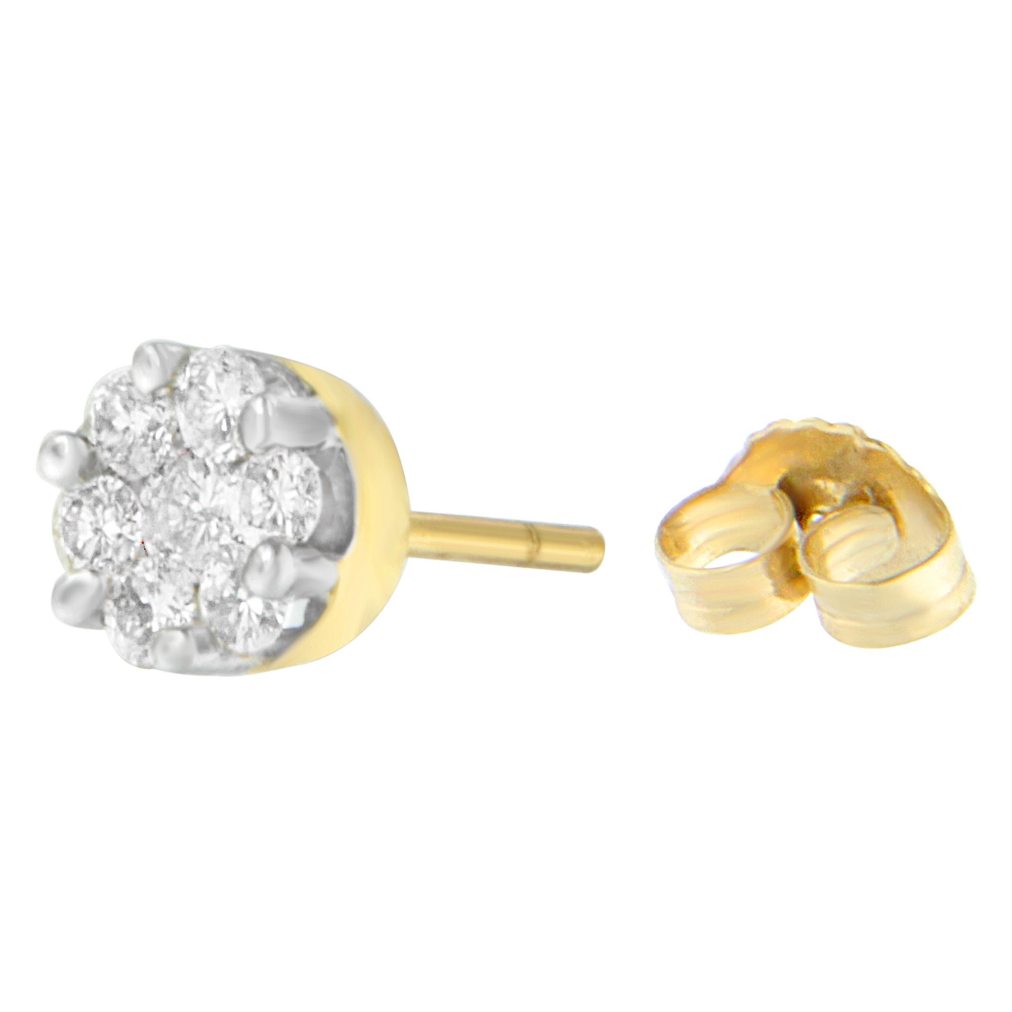 14K Yellow Gold 3/4 cttw Round Cut Diamond Stud Earring (I-J, SI2-I1) by Bids.com