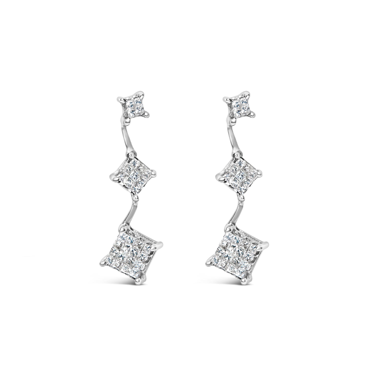 14K White Gold 1 cttw Princess Cut Diamond Earrings (G-H, VS1-VS2) by Bids.com