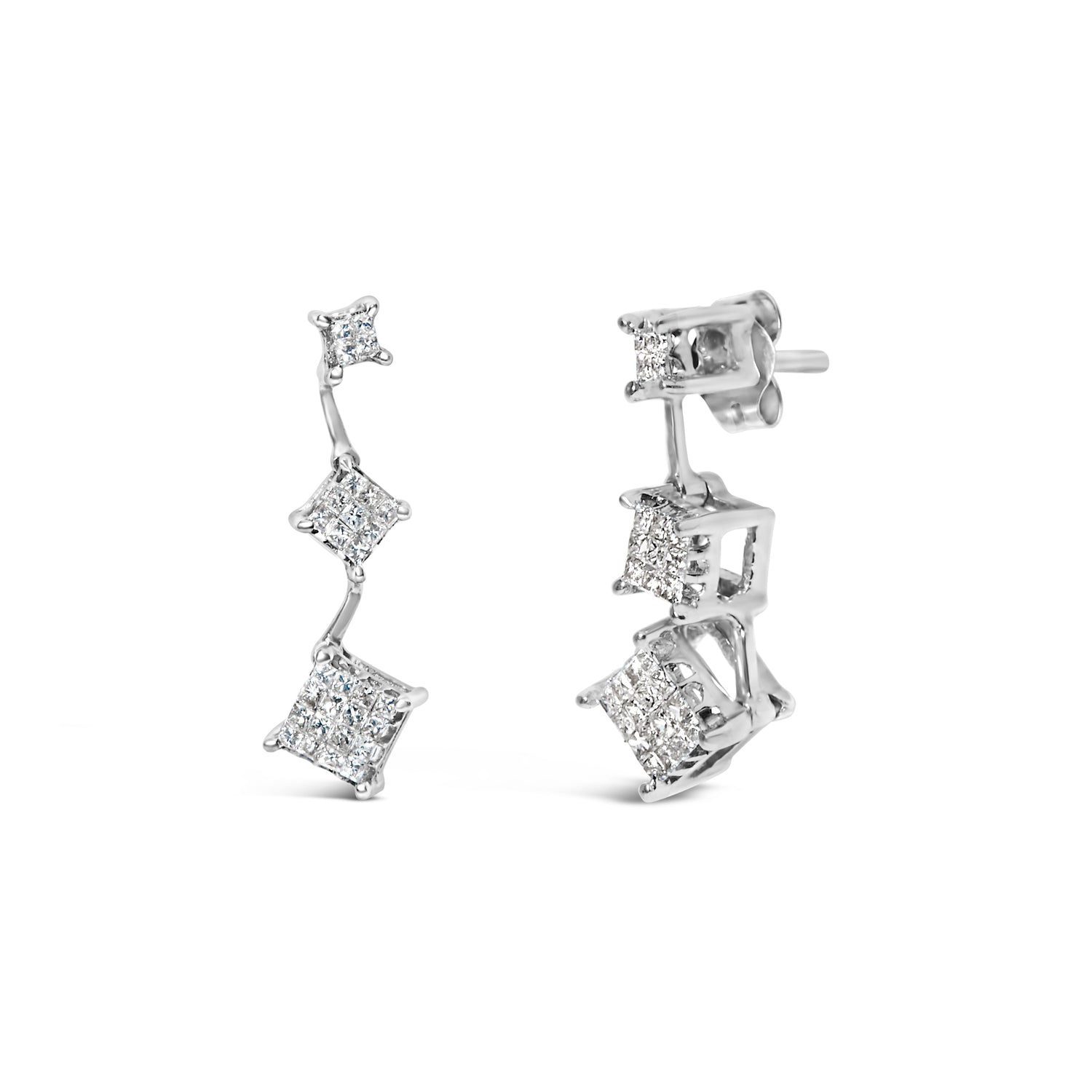 14K White Gold 1 cttw Princess Cut Diamond Earrings (G-H, VS1-VS2) by Bids.com