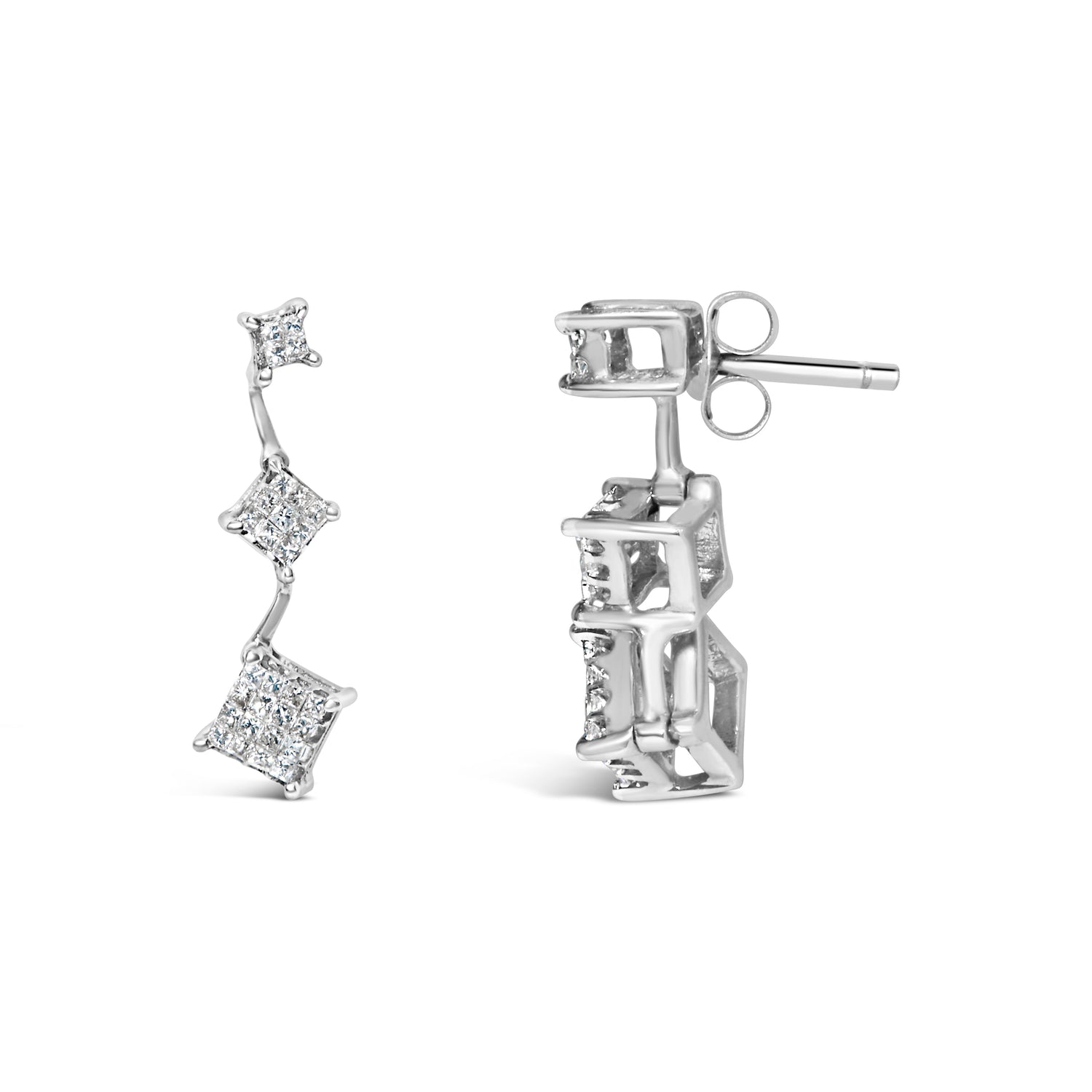 14K White Gold 1 cttw Princess Cut Diamond Earrings (G-H, VS1-VS2) by Bids.com