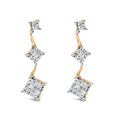 14K Yellow Gold 1 cttw Princess Cut Diamond Earrings (H-I, SI1-SI2) by Bids.com