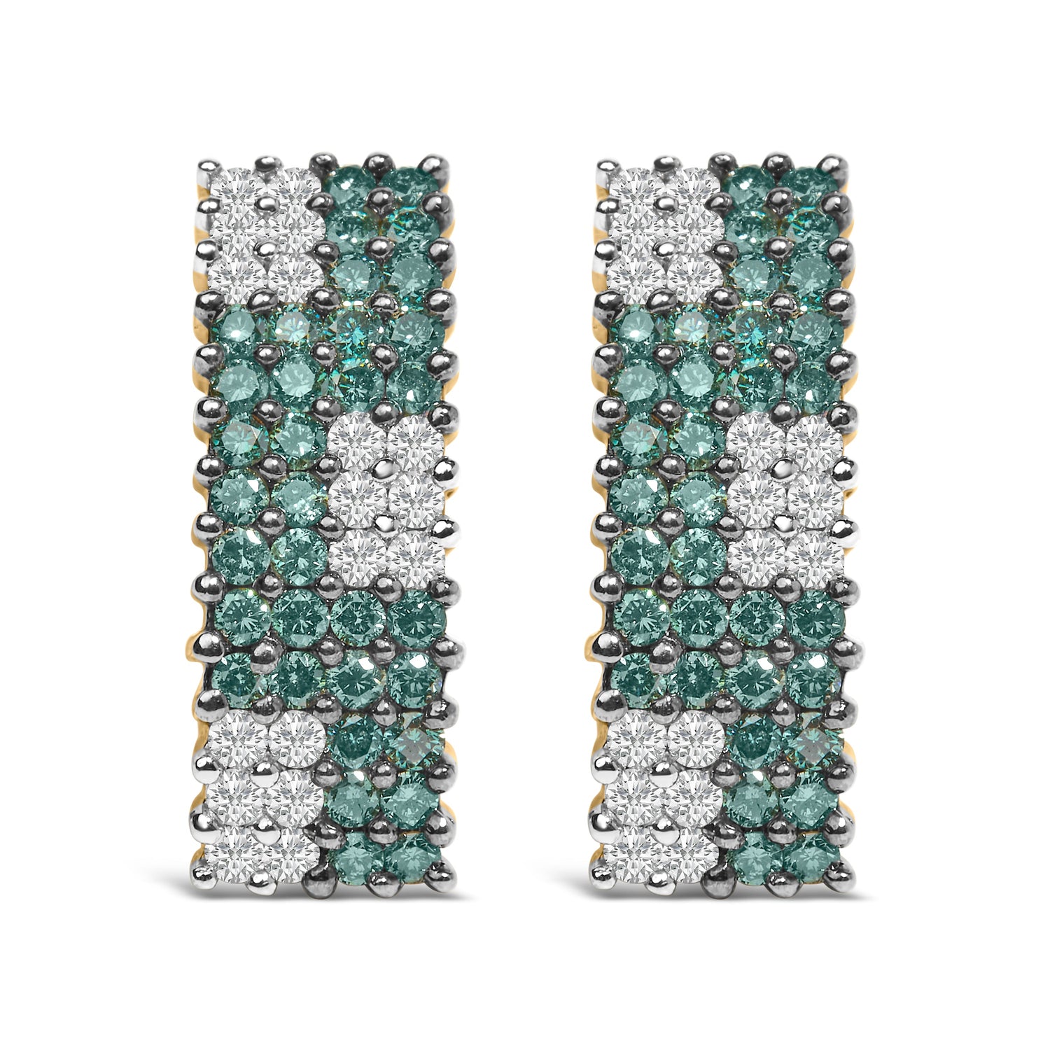 14K Yellow Gold 2 cttw White and Treated Blue Diamond Earrings (H-I, SI1-SI2) by Bids.com
