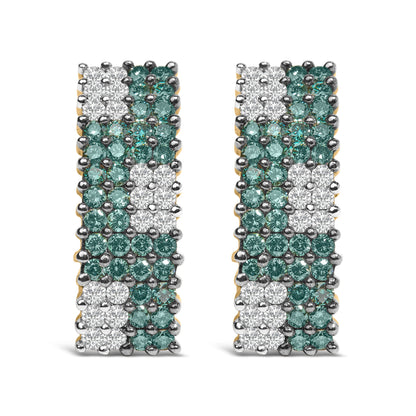 14K Yellow Gold 2 cttw White and Treated Blue Diamond Earrings (H-I, SI1-SI2) by Bids.com