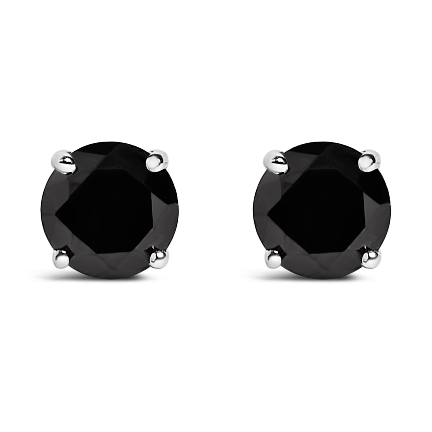 .925 Sterling Silver 1/2 Cttw Black Diamond Solitaire Stud Earrings 